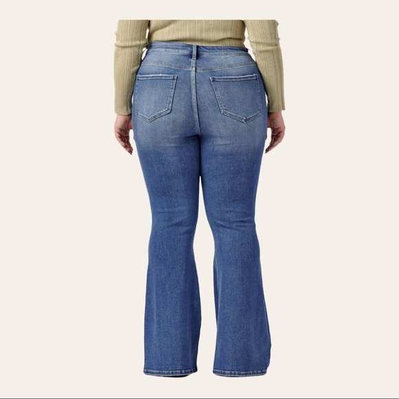 Super Slim Flare High Rise Distressed Plus Size 18 Jeans - Picture 4 of 4